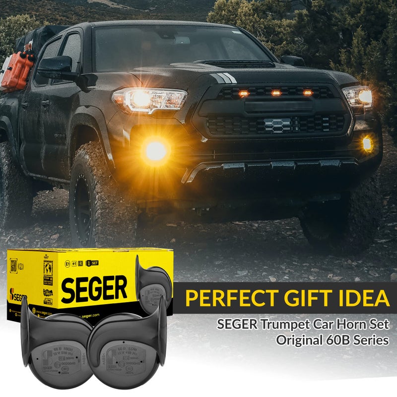 SEGER Trumpet Car Horn Set - Truck Horn - Waterproof - High/Low Tone, 12 Volt, Universal Fit - Original 60B Series â€“ European Made 12V Loud Car Horns with Brackets and Assembly Kit - Image 5